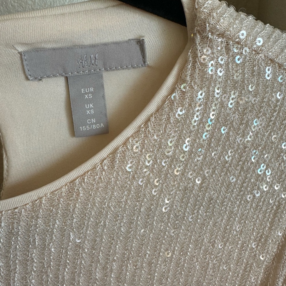 H&M cream sequined party dress, only wore one time for 2 hours
